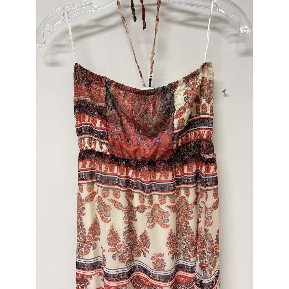 Bershka Maxi Dress Women L Indie Beach Coastal Fairy Boho Patchwork silk Dress - Picture 12 of 13